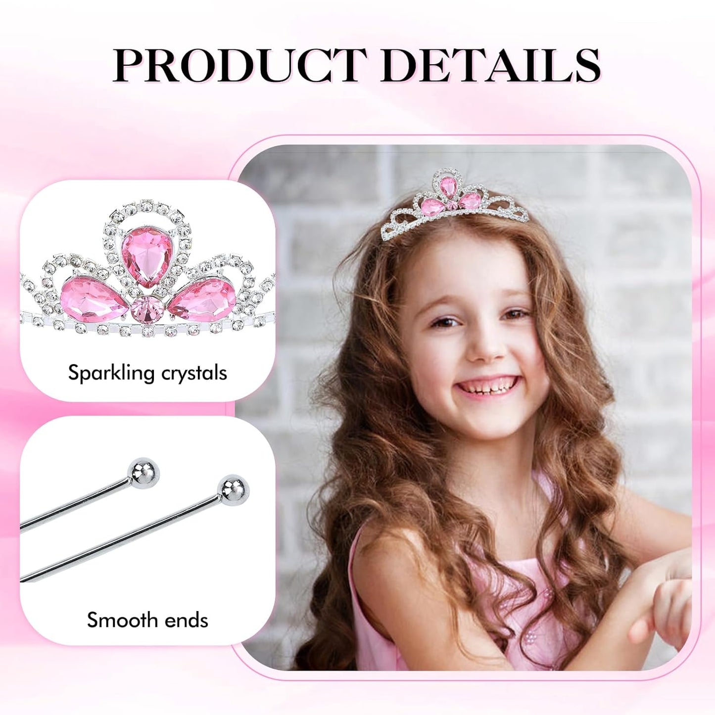 inSowni 8 Pieces Silver Metal Glitter Waterdrop Rhinestone Princess Crown Headbands Tiaras Wedding Birthday Party Prom Headpieces for Women Brides Bridesmaids