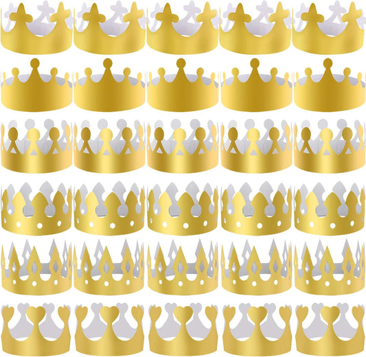 SIQUK 48 Pieces Paper Crowns Gold Paper Party Crown Hats King Crown for Kids and Adults