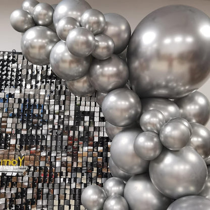 Party Balloons 12inch 50 Pcs Latex Confetti Balloons Birthday Balloons Party Decoration Wedding Baby Shower Christmas Party-Confetti Silver