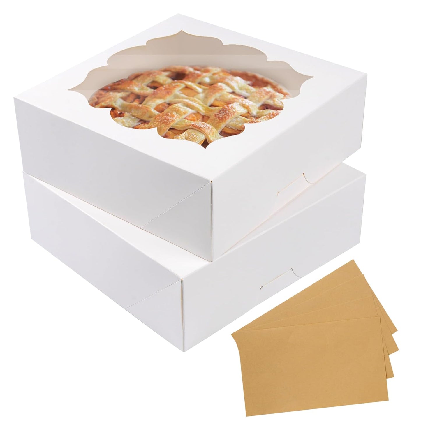 20 Pack Pie Boxes 9x9x3Inch Cake Boxes Bakery Boxes with Window for Pie, Cookies, Donuts, Chocolate Covered Strawberries(White)
