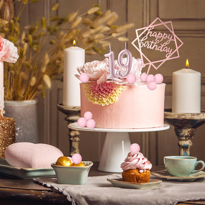 Yerliker 34 Pcs Happy Birthday Cake Toppers Decorations Birthday Candles DIY Cake Decor for Men Women Wedding Anniversary(Gold)