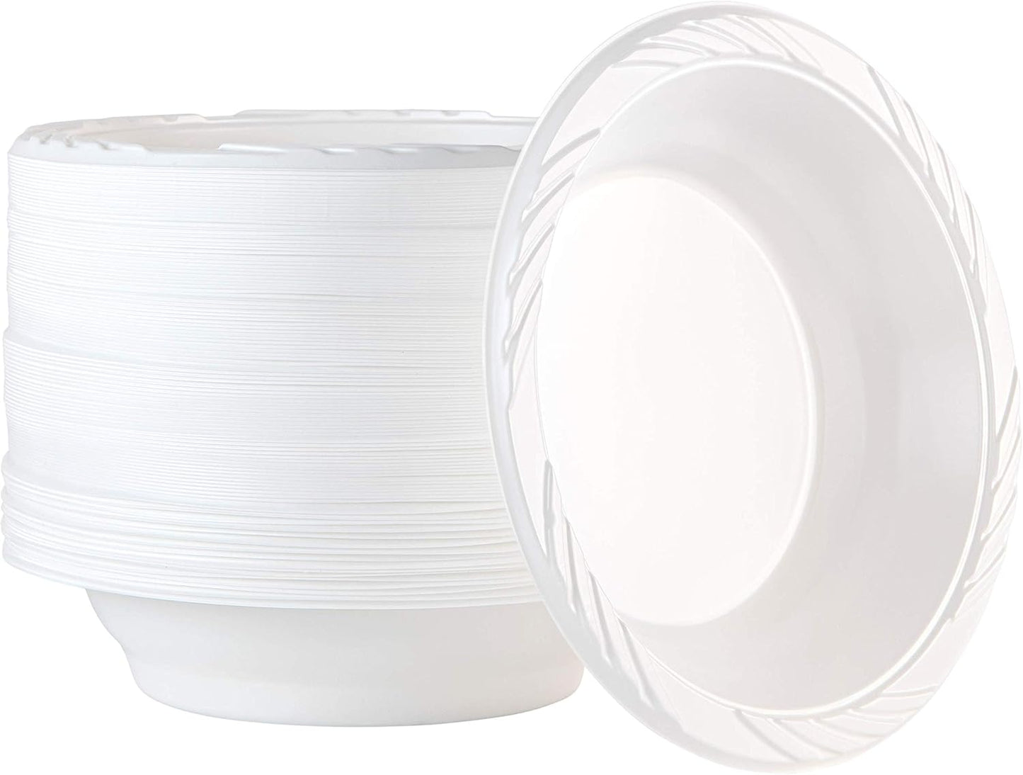100 Count Disposable 12 ounce White Plastic Soup Bowls