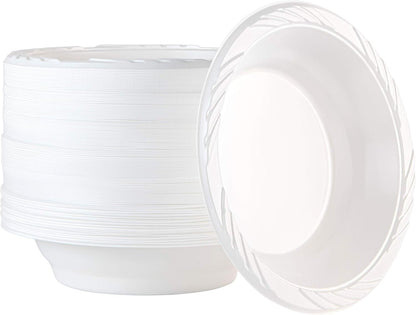 100 Count Disposable 12 ounce White Plastic Soup Bowls