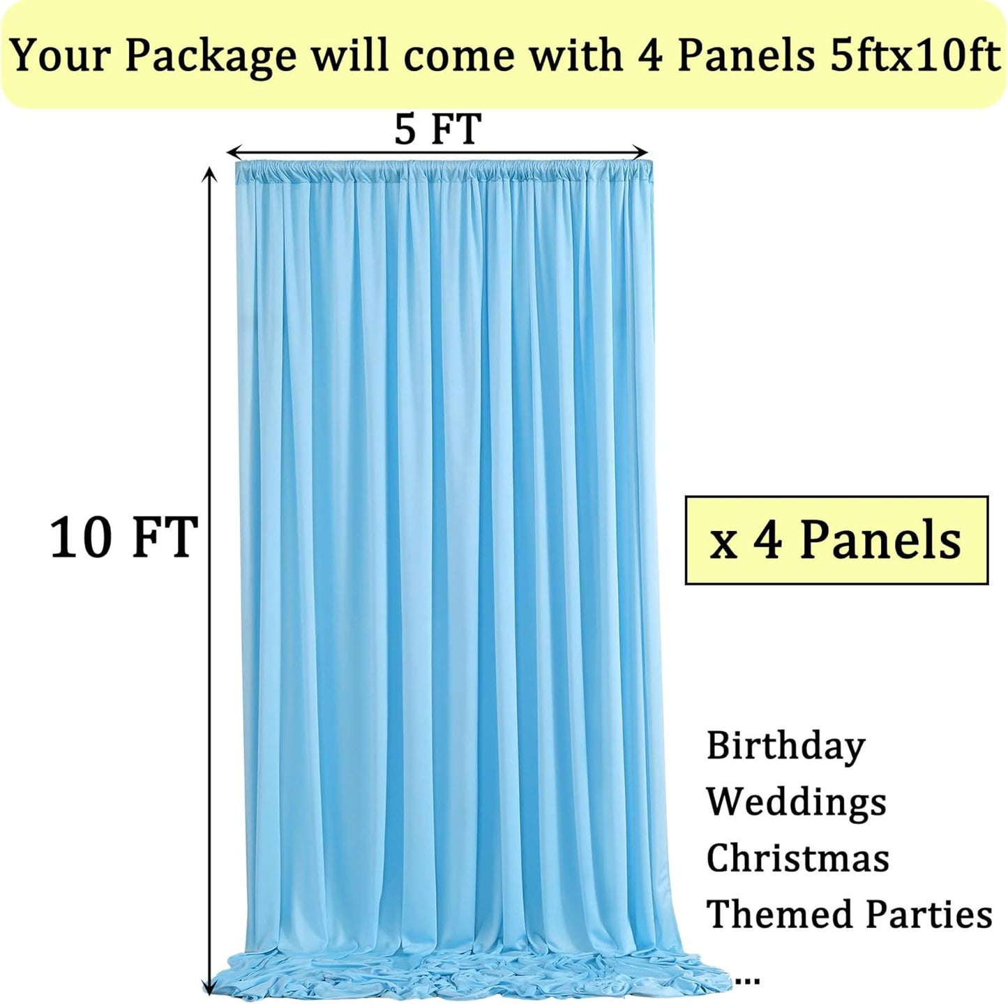 10ftx10ft Black Backdrop Curtains for Weddings Parties, Wrinkle Free 2 Panels Silky Polyester Photo Backdrop Drapes Back Drop Cloth Drapery for Birthday Mother'sDay Photography Background