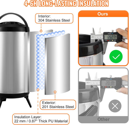 VEVOR Commercial Beverage Dispenser, 2 Tanks 18 L / 19 QT Per Tank Juice Dispenser, 370W Stainless Steel Ice Tea Drink Machine with 45°F-54°F Cooling Temperature, for Cold Drink Restaurant Bar Party
