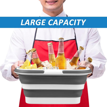 2 Pack Ice Buckets for Parties, Foldable Beverage Tub, Collapsible Ice Bucket for Wine Beer Champagne, Large Beer Ice Buckets Drink Cooler, Space Saving Ice Storage Tub Ice Cube Bin (8.5L*2)