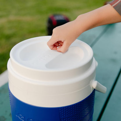 Igloo 5 Gallon Portable Sports Cooler Water Beverage Dispenser with Flat Seat Lid, Insulated Beverage Dispenser, Orange/White