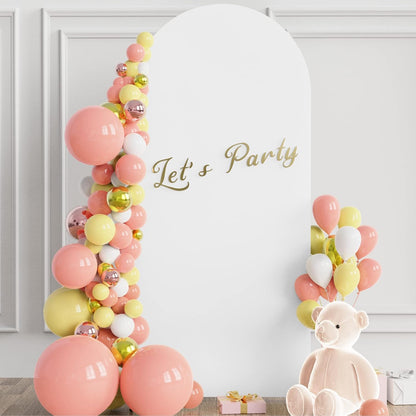 Wokceer 7.2 FT Wedding Arch Backdrop Stand and White Arch Cover, Metal Arch Stand with Arch Stand Cover for Birthday Party Wedding Ceremony Bridal Baby Shower Event Decor