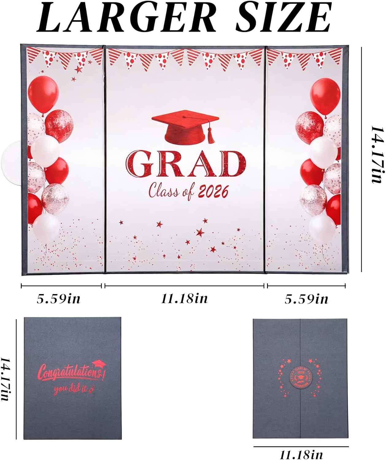 Green Graduation Party Decorations Class of 2026 - Extra Large 22" x 14" Graduation Guest Book to Sign Signature Board for Graduation Gifts Congrats Grad Party Favors Supplies Decor Keepsake