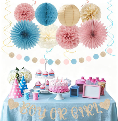 2026 Blue Class-Congratulations Prom Graduation Party-Decorations - 22pcs High School College Grad Supplies Decor,Royal Navy White Silver Tissue Pom Poms Streamers, Paper Flowers Lanterns Hugmoon