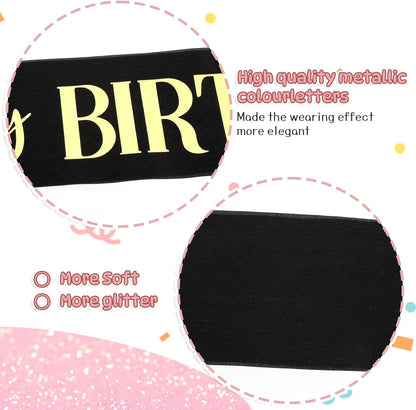 It's My Birthday Sash 2 Packs Birthday Sash for Women Black and Blakc Happy Birthday-Sash for Women Men Birthday-Party Gifts