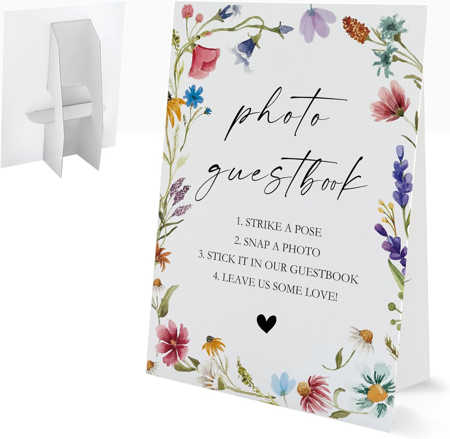 Bible Guest Book Sign, Wedding Signs for Ceremony and Reception, Floral Bridal Shower Decoration, Wedding Signage with Bracket, Bridal Shower Decor, Supplies For Engagement and Anniversary Parties, 13