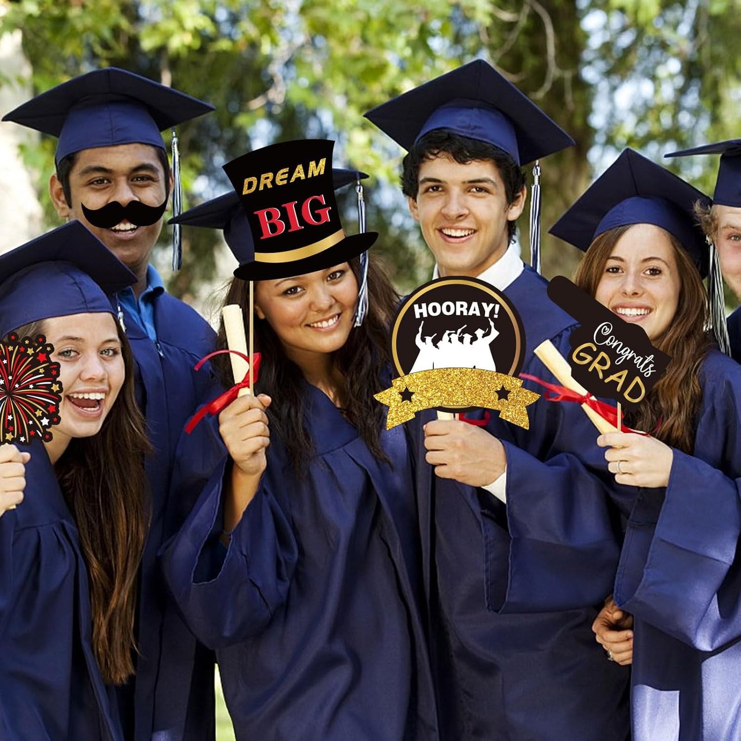 22 Pcs Black Gold Graduation Photo Booth Props 2026 -Large Size Graduation Photo Booth Frame and Congrats Class of 2026 Photo Booth Props Set for Graduation Party Favors Supplies
