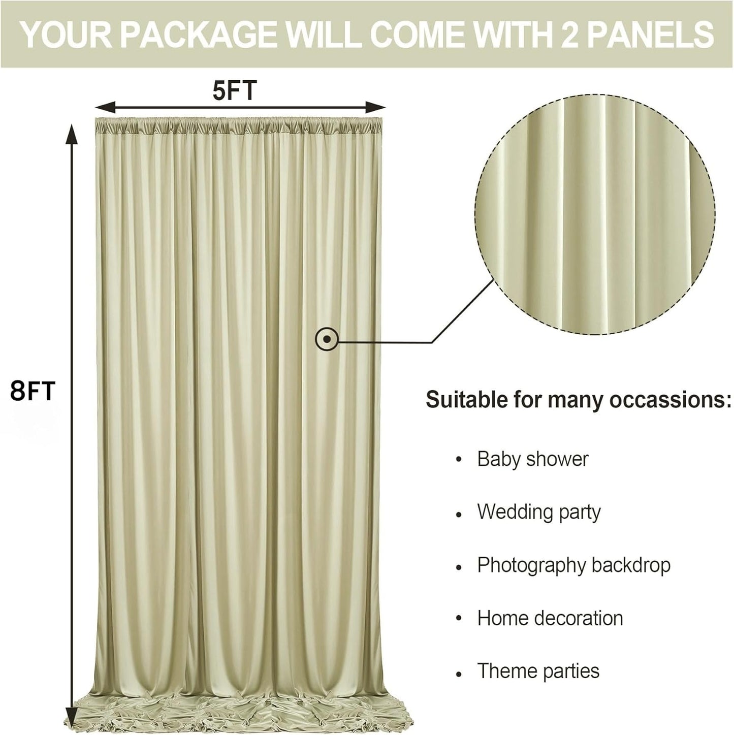 10 ft x 10 ft Wrinkle Free White Backdrop Curtains for Wedding Parties, Polyester Photography Backdrop Drapes for Birthday Parties Stage Backdrop Stand, 2 Panels 5x10FT Background Curtains