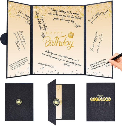 Crenics Black and White Birthday Decorations Women Men, Creative Birthday Guest Signature Book Alternative 18" x 12", Great Party Gifts for Girls or Boys