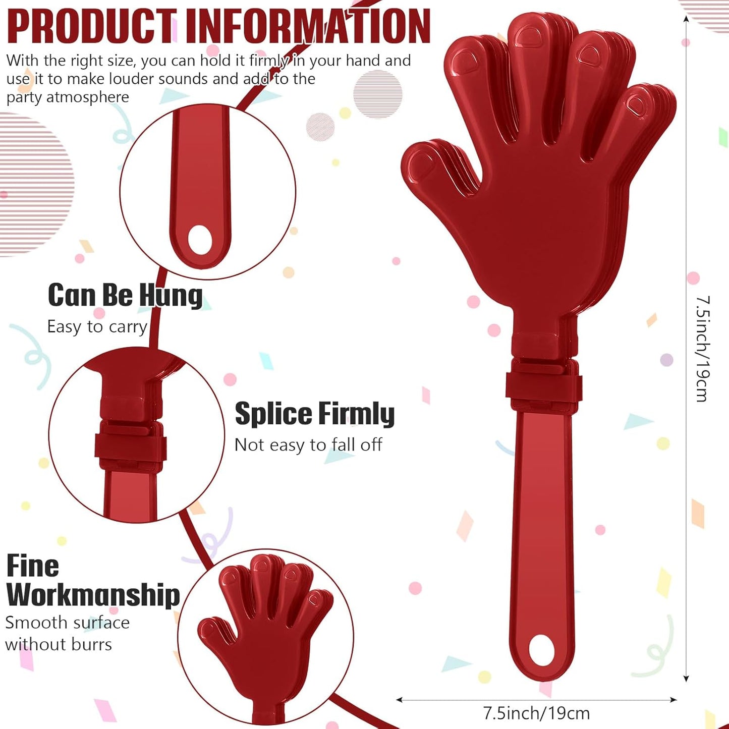 24 Pcs Orange Hand Clappers 7.5 Inch Clappers Noisemakers Noise Makers Party Favors Plastic Party Clapper for Sporting Events Cheers Ball Dance Basketball Football Noisemakers（Orange）