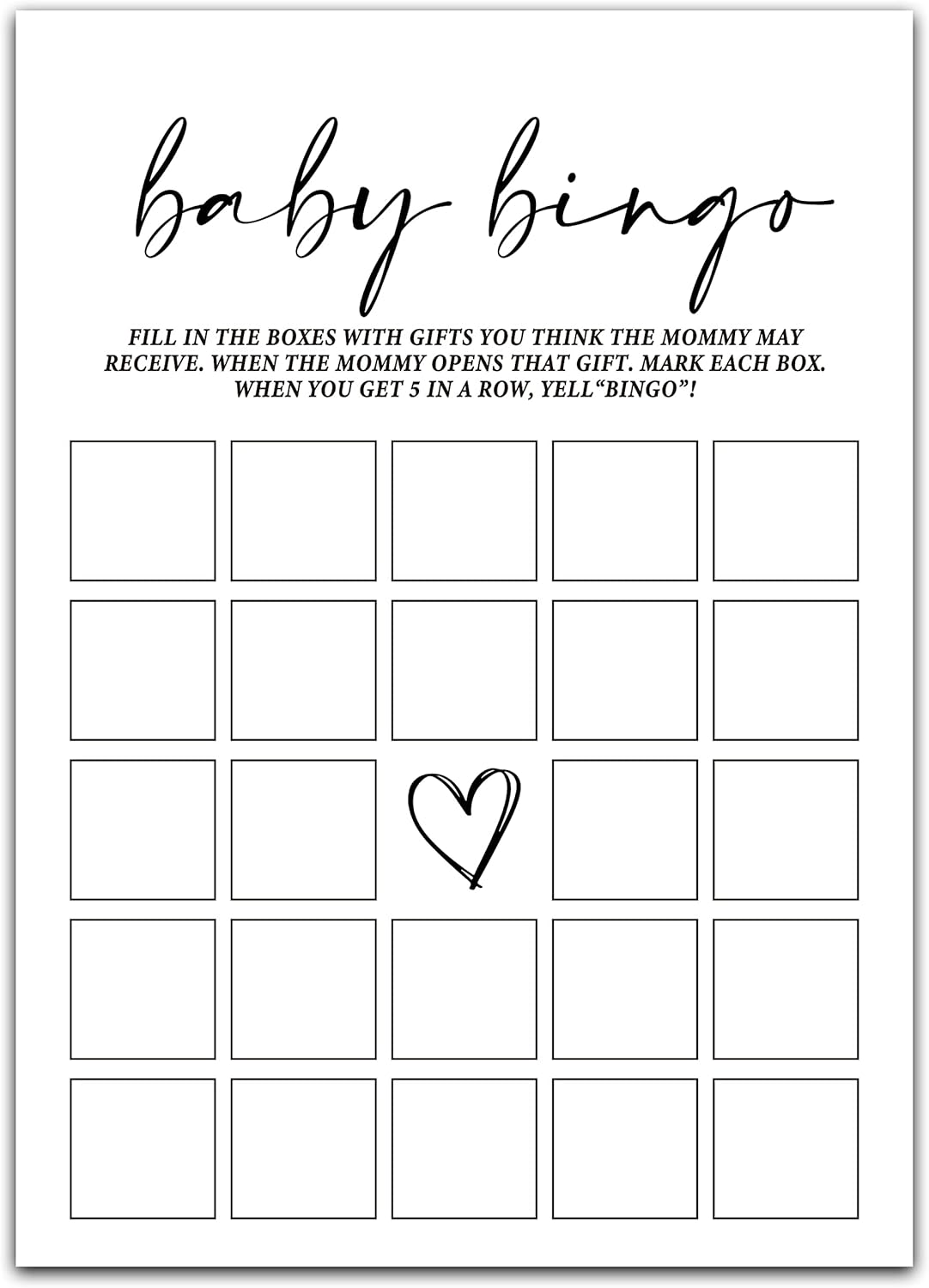 ZIIUFRN Baby Shower Games(5" X 7"), 30 Sets Modern Black and White Baby Bingo Guess Gift Game Cards, Boy Girl Gender Neutral Baby Shower Supplies-B07