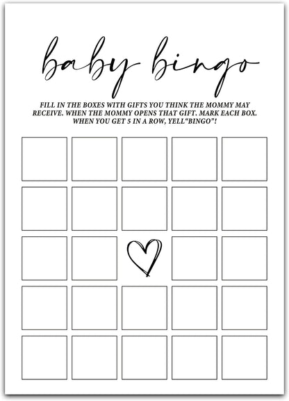ZIIUFRN Baby Shower Games(5" X 7"), 30 Sets Modern Black and White Baby Bingo Guess Gift Game Cards, Boy Girl Gender Neutral Baby Shower Supplies-B07