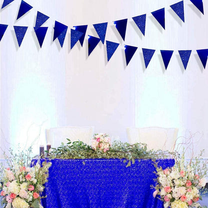 30Ft Navy Blue Gold and Beige Party Decorations Royal Blue Gold Triangle Flag Pennant Banner Bunting for Graduation Birthday Wedding Bridal Shower Nautical Ahoy Achor Theme Party Decorations Supplies