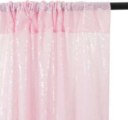 Poise3EHome Black Sequin Backdrop Curtains, 2 Panels 2FTx8FT Glitter Photo Booth Backdrop for Halloween Birthday Bachelorette Wednesday Twilight Party Decorations