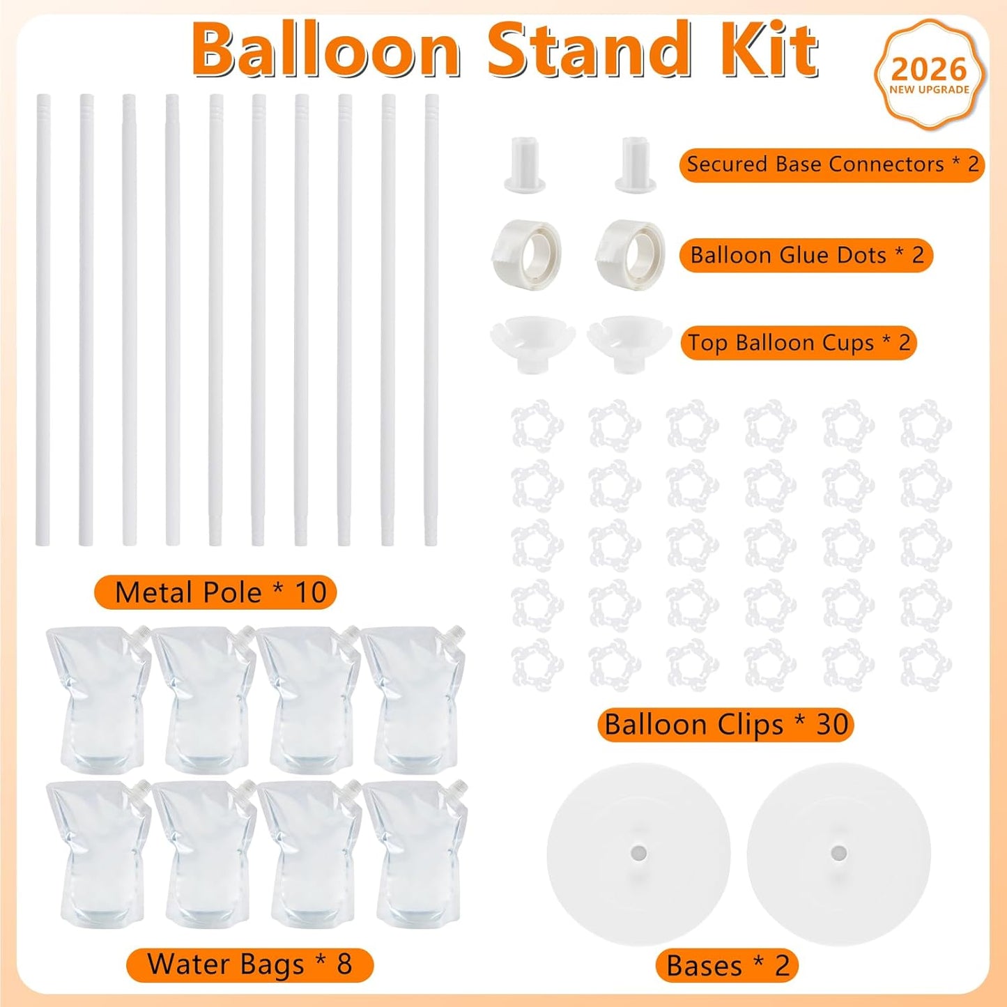 Balloon Stand Kit Set of 2, 7FT Metal Balloon Pillars Stand with Base, Reusable Balloon Columns for Birthday, Wedding, Baby Shower, Graduation Party Decorations