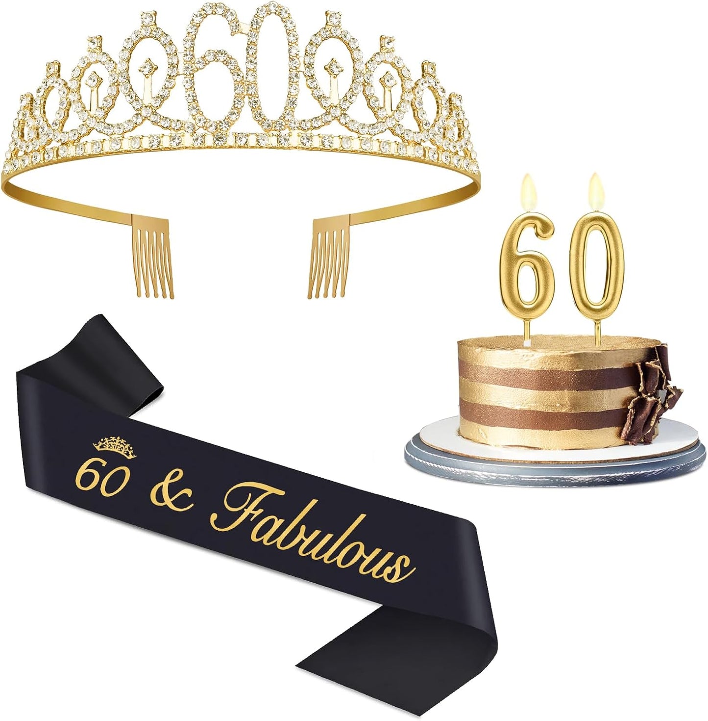 21st Birthday Decorations for Her with 21st Birthday Sash and Crown, Candles Gold, Gifts for 21 Year Old Girls