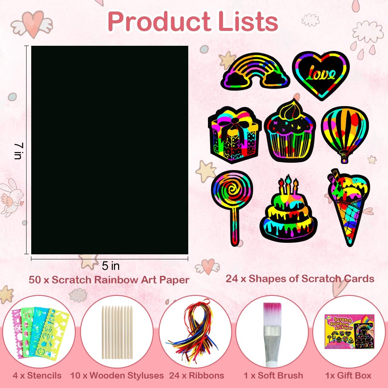 RMJOY Rainbow Scratch Paper Art for Kids: 50PCS Magic Arts Crafts Gifts Toys for Girls Boys Ages 3-12 Games Activities for Birthday Party Family Day Classroom Prizes Easter Basket Stuffers(Boys)