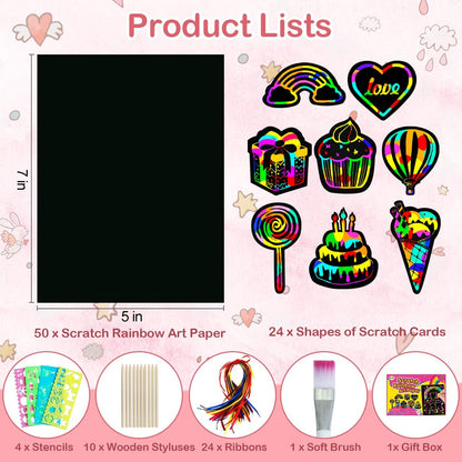 RMJOY Rainbow Scratch Paper Art for Kids: 50PCS Magic Arts Crafts Gifts Toys for Girls Boys Ages 3-12 Games Activities for Birthday Party Family Day Classroom Prizes Easter Basket Stuffers(Boys)