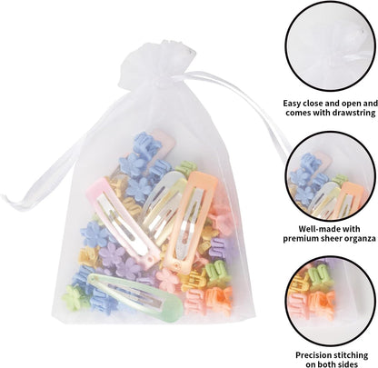 100PCS White Organza Bags, 4x6 Inch Small Mesh Bags Drawstring, Jewelry Gift Bags for Easter, Party, Festival, Bathroom Soaps, Makeup