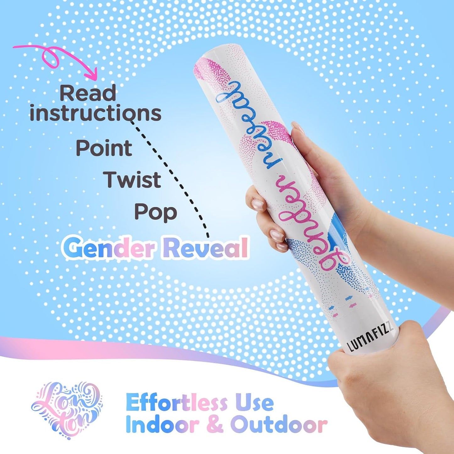 Gender Reveal Confetti Cannon - Biodegradable Confetti Poppers - Pink & Blue, 2 Pack - Party Supplies Pop Gun-Cannon for Boy or Girl Baby Reveal Party Supplies (1Pink +1Blue)