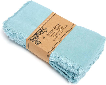 ACCENTHOME Natural Cotton Linen Napkin Set of 12 18x18 inch Dinner Napkins - Washable Soft Premium Hotel Quality Reusable Hemmed Edges Napkins Perfect Table Linens for Family Dinners, Weddings