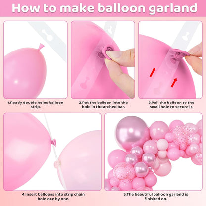 Amandir 153pcs Pink Purple Balloon Garland Arch Kit, Different Sizes 18 12 10 5 inch Pink Purple Red Latex Metallic Confetti Purple Balloons for Girl Women Birthday Bridal Baby Shower Party Decoration