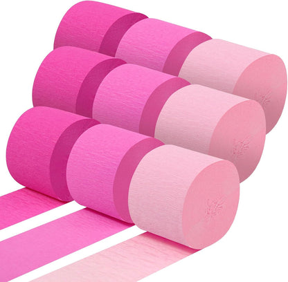 Pastel Crepe Paper Streamers 9 Rolls 738ft,Fancy Streamers Party Decorations for Birthday Mother's Day Wedding Holiday Decorations DIY Gift Wrapping, 1.77 Inch x 82 Ft/Roll