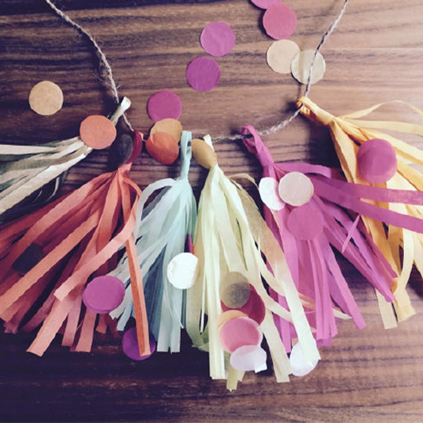 Tassel Garland Tissue Paper Tassel Banner,Tassels Party Decorations for Wedding,Birthday,Bridal/Baby Shower,Pack of 15 (Burgundy/Black/Silver)
