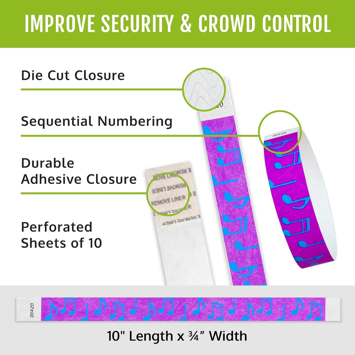 500 WristCo Swimming Pool Tyvek Wristbands for Events – Security Cuts & Tamper-Proof Design to Prevent Reuse – Premium-Grade Bracelets for Hospital & Medical ID, Party & VIP Identification