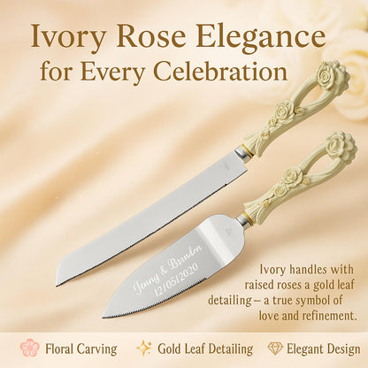 GIFTS INFINITY Personalized Wedding Cake Knife and Server Set with Engraving – Cake Cutting Utensil Set, Keepsake Gift for Wedding, Anniversary, Reception, Birthday & Other Occasions (CH-101WB)