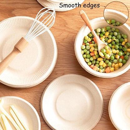 Tiaiidi 100 Pack 8 oz Disposable Paper Bowls,Compostable Bagasse Bowls,Small Biodegradable Heavy-Duty Bowls for Hot and Cold Food