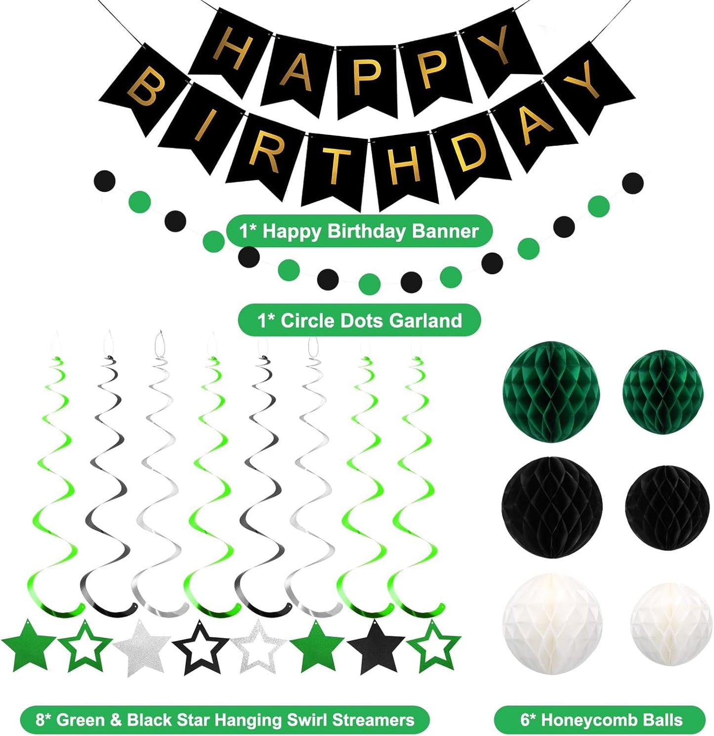 meowtastic Birthday Decorations, Happy Birthday Banner with Honeycomb Balls, Stars Hanging Swirl Streamers, Circle Dots Garland, Happy Birthday Party Decorations for Women Men Boys Girls (Blue)