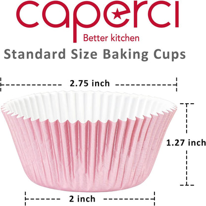 Caperci Standard Cupcake Liners Gold Foil Muffin Baking Cups 150-Pack - Premium Greaseproof & Sturdy Cupcake Papers