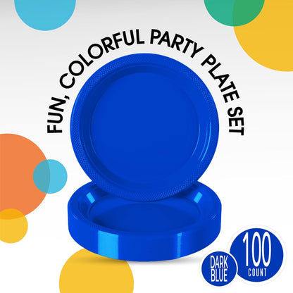 Party Solids Black Plastic Plates For Party 10" Black Disposable Plates For Party Supplies 100 Pcs Plastic Dinnerware Sets Heavy Duty 350 GSM Disposable Dinnerware Set