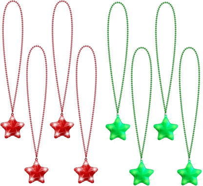 8 Pcs Light Up Necklaces Flashing Star Bead Necklaces Glow In The Dark Party Supplies for Weddings Birthday Valentines Mardi Gras July 4th Halloween Christmas