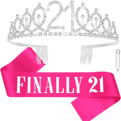 CAVETEE Silver Birthday Crown for Girls Birthday Decorations Birthday Gifts for Women and Girls
