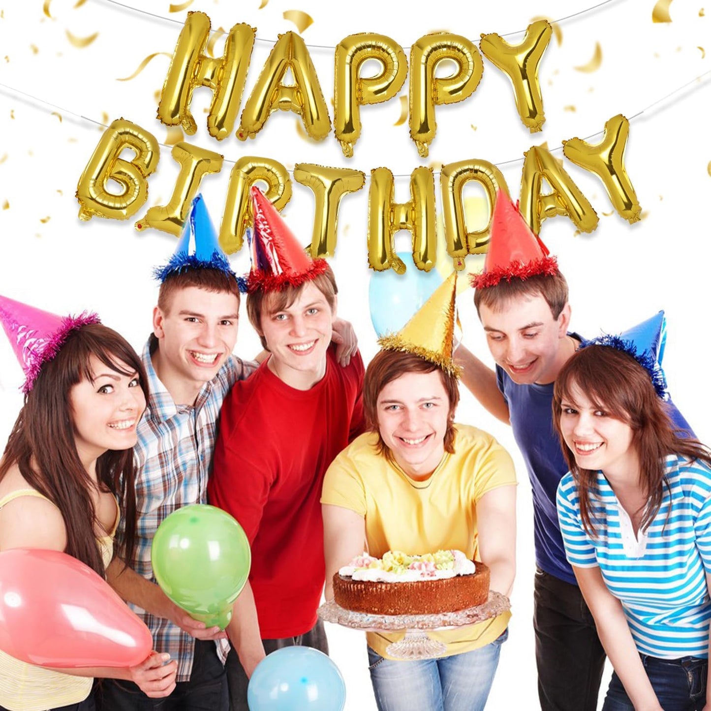 PIGETALE Happy Birthday Banner, 16 Inch Mylar Foil Letters Sign Bunting Happy Birthday Balloon Letters Balloons Reusable Ecofriendly Material for Girls Boys Kids Women Men (Hot Pink)