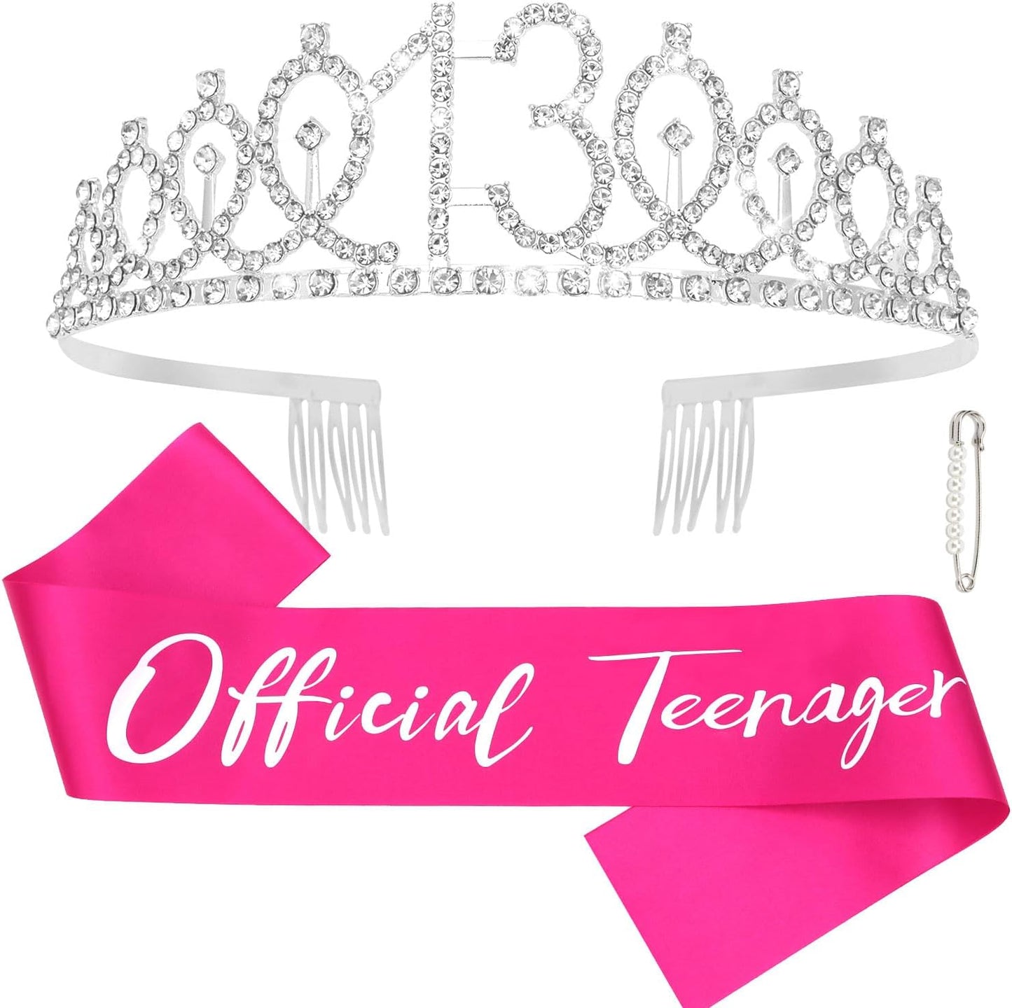 CAVETEE Silver Birthday Crown for Girls Birthday Decorations Birthday Gifts for Women and Girls