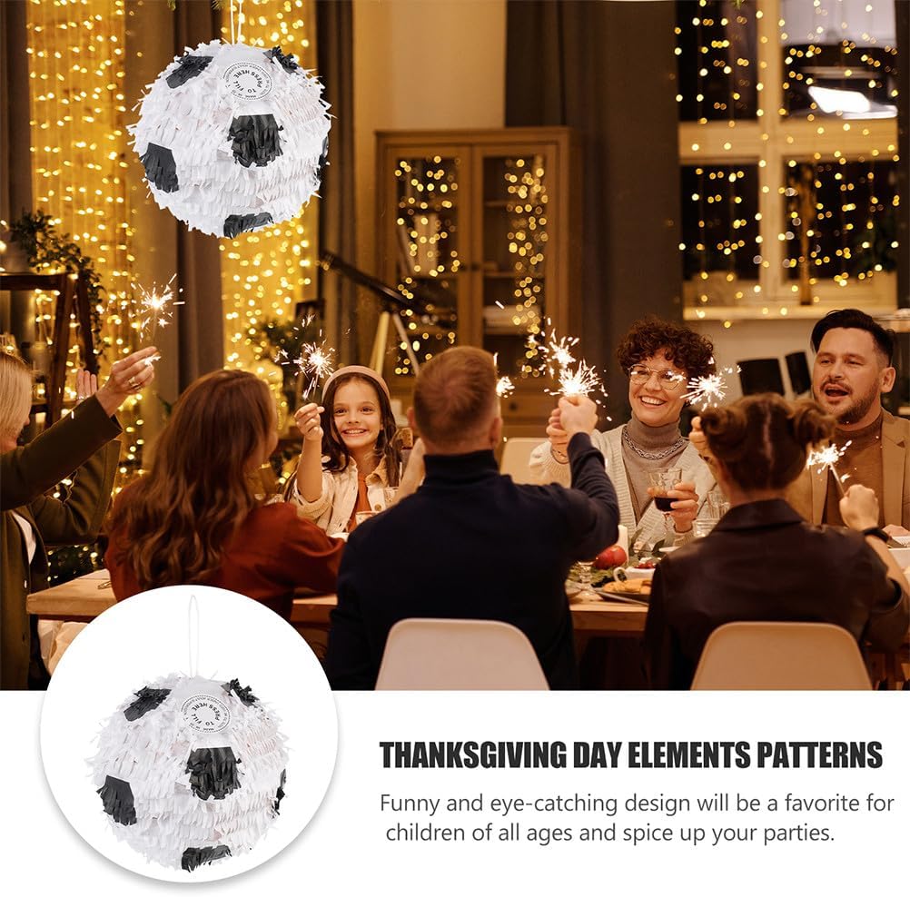 SEWACC 2pcs Soccer Ball Pinata with Stick, Football Birthday Party Supplies, Sports Birthday Decorations for Party Fun