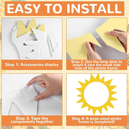 Large Sun Photo Booth Props Party Photobooth Frame Sunshine Selfie Props Decor Kit Creative Friends Picture Backdrop Accessories for Summer Pool Beach Holiday Birthday Baby Shower Parties Supplies