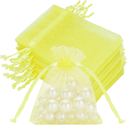 joycraft 50Pcs Organza Bags, 2x3 inch Gift Favor Bags, White Wedding Favor Bags, Jewelry Pouches with Drawstring, Mesh Bags Drawstring for Jewelry, Festival, Makeup, Candy, Desserts