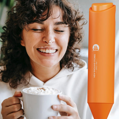 Powerful Milk Frother Wand - Mini Handheld Milk Frother with Stainless Steel Whisk - Battery-Powered Drink Mixer for Coffee, Lattes, Cappuccinos, Matcha - Coffee Enthusiasts Gift - Black