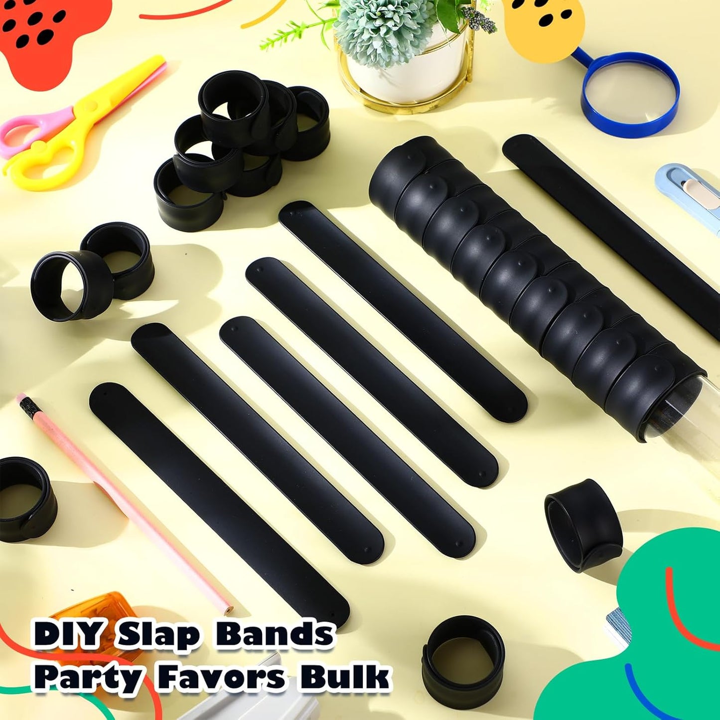 Vinsot 30 Pcs Silicone Slap Bracelets Gift for Kids DIY Slap Bands Party Favor Soft Blank Snap Wristbands Bulk for School Craft Project Painting Classroom Prizes Birthday Wedding