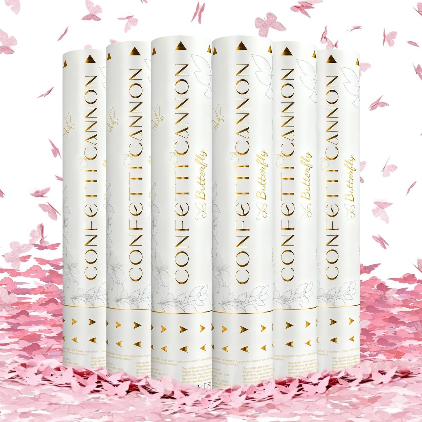 Confetti Cannon Butterfly Confetti Poppers 6 Pack Party Poppers 12 inch Blue Confetti Shooters Butterfly Sticks for Wedding Birthday Graduation Anniversary Bridal Shower Valentines Christmas New Year
